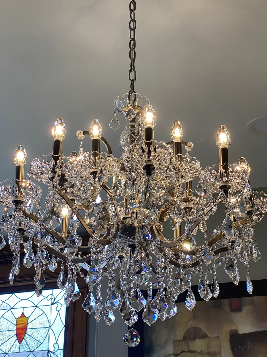 Clean glass chandelier after detailed cleaning