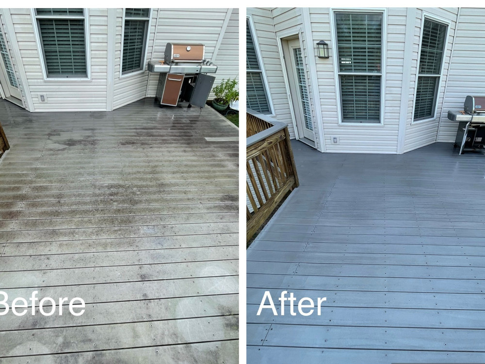 Before and after deck power washing