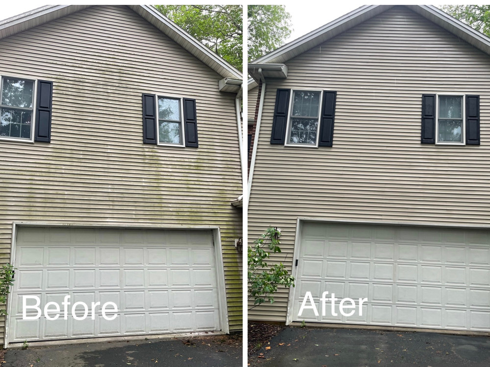 Clean home exterior after professional washing